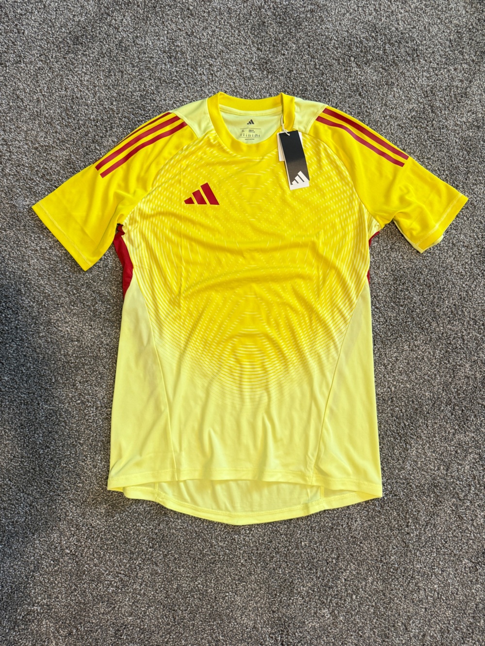 adidas Men's Yellow Soccer Jersey with Red Accents